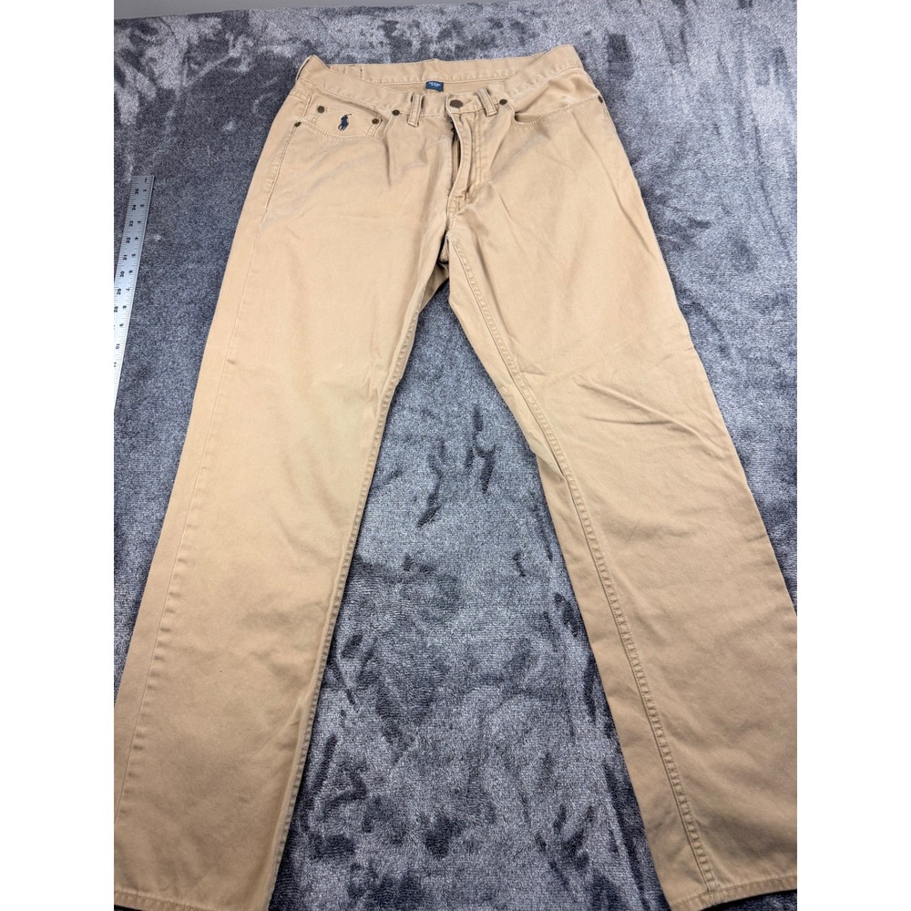 Polo Ralph Lauren Mens 32x32 Khaki Chino Pants Straight Leg Tan Cotton RN 41381‎